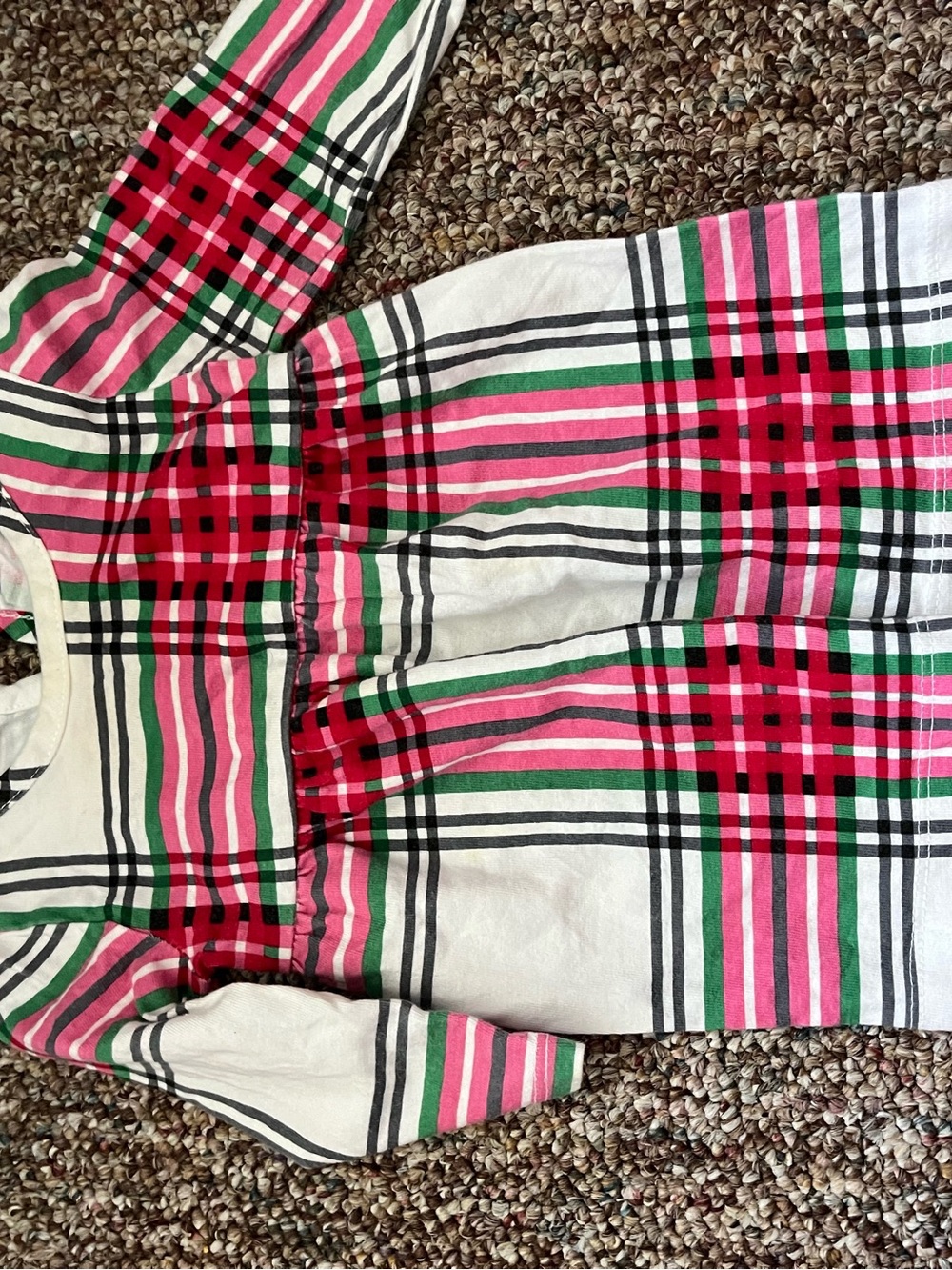 wonder nation Pink Green White Plaid Long Sleeve Dress